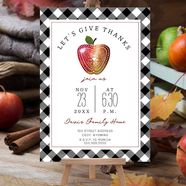 Thanksgiving Dinner Folk Art Apple Play Inbjudningar (Skapare uppladdad)