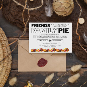 Thanksgiving Dinner Friends Turkey Family Paj Inbjudningar