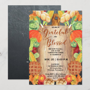 Thanksgiving Dinner-Harvest Gratully Blted Inbjudningar