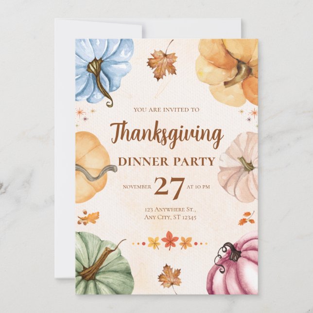 Thanksgiving Dinner Invitation - Let’s Gather Pump Julkort (Framsida)