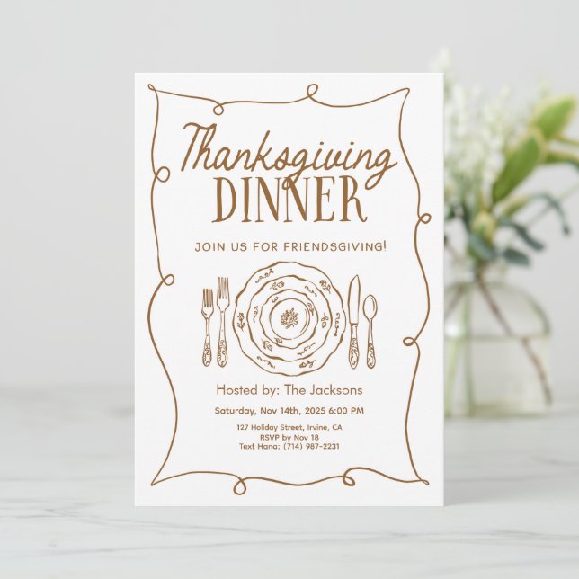 Thanksgiving Dinner Invitation Vintage Inbjudningar (Stående Fram)