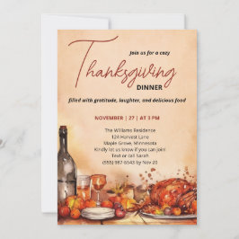 Thanksgiving Dinner invitation with Autumn Feast Inbjudningar