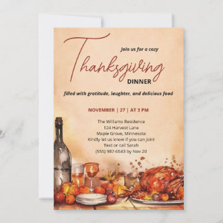 Thanksgiving Dinner invitation with Autumn Feast Inbjudningar