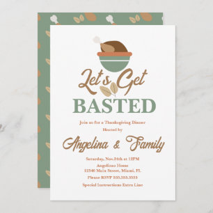 Thanksgiving Dinner Let's Get Bast Turkey Bowl Inbjudningar