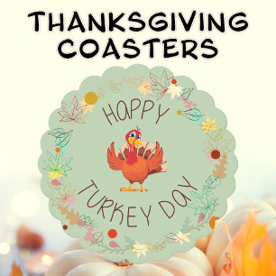 Thanksgiving Dinner Lycklig Turkietdagen Löv Underlägg Papper Kvadrat