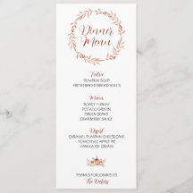 Thanksgiving Dinner Menu Pumpkin Spice