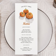 Thanksgiving Dinner Payed Pumpkins Menu