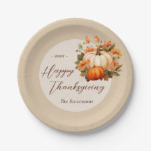 Thanksgiving Dinner Pumpkin Blommigt Script Beige