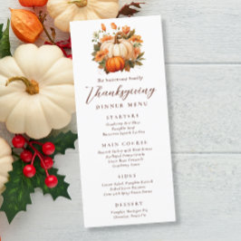 Thanksgiving Dinner Pumpkin Blommigt Script Rustic Meny
