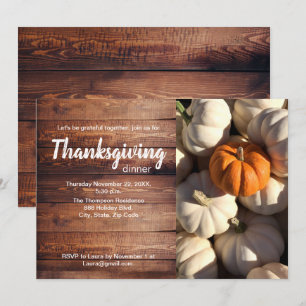 Thanksgiving Dinner Pumpkin Harvest Photo Inbjudningar