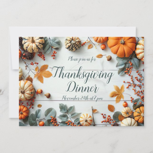 Thanksgiving Dinner Pumpkin-inbjudan Inbjudningar (Framsida)