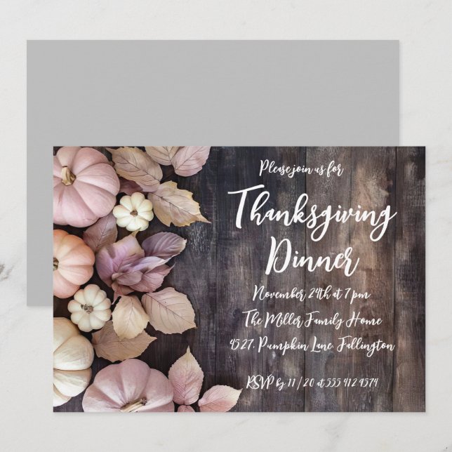 Thanksgiving Dinner Pumpkin-inbjudan Inbjudningar (Fram/baksida)