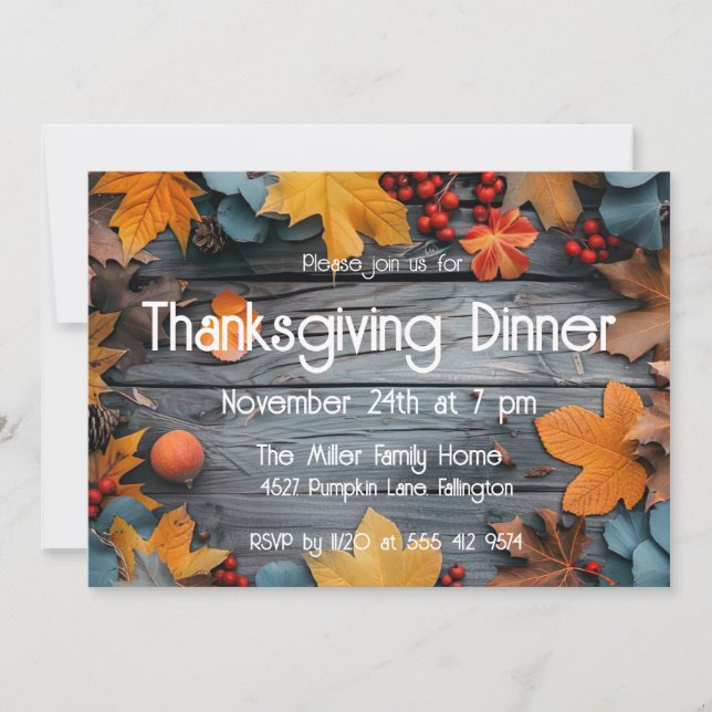 Thanksgiving Dinner Pumpkin-inbjudan Inbjudningar (Framsida)