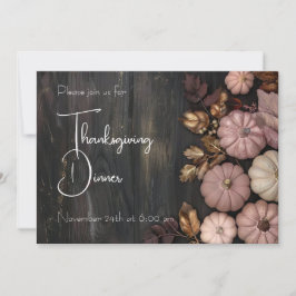Thanksgiving Dinner Pumpkin-inbjudan Rustic Inbjudningar
