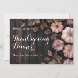Thanksgiving Dinner Pumpkin-inbjudan Rustic Inbjudningar