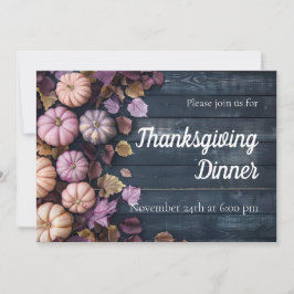 Thanksgiving Dinner Pumpkin-inbjudan Rustic Inbjudningar