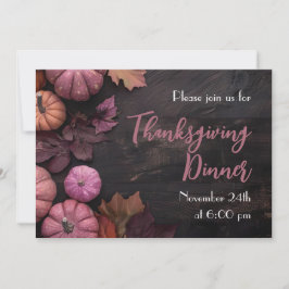 Thanksgiving Dinner Pumpkin-inbjudan Rustic Inbjudningar