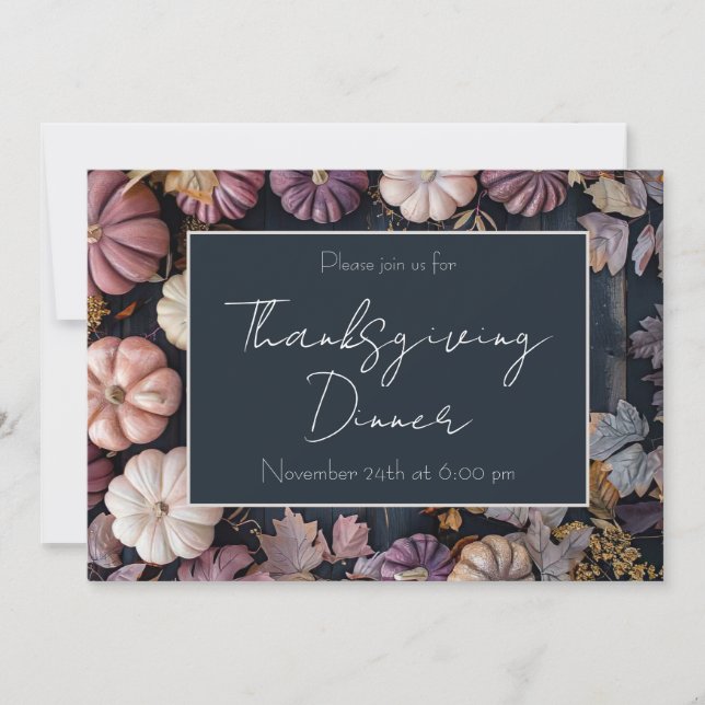 Thanksgiving Dinner Pumpkin-inbjudan Rustic Inbjudningar (Framsida)