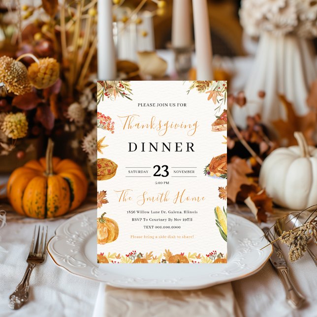 Thanksgiving Dinner Pumpkin Paj Inbjudningar (Skapare uppladdad)