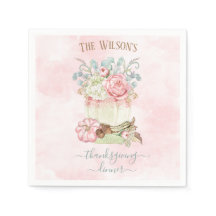 Thanksgiving Dinner Pumpkin Rosa Grönt Napkins