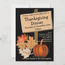THANKSGIVING DINNER Roligt Pumpkin Löv Inbjudningar