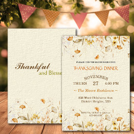 Thanksgiving Dinner Rustic Blommigts Anpassningsba Inbjudningar