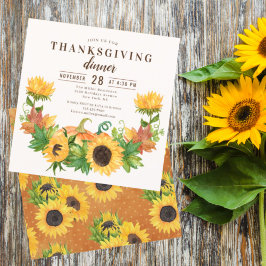 Thanksgiving Dinner Rustic Solros Pumpkin Inbjudningar