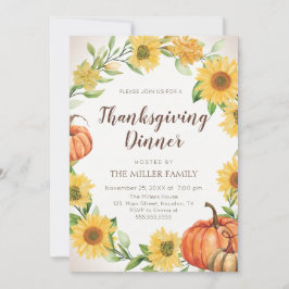 Thanksgiving Dinner Sunflowers & Pumpkins fall Inbjudningar