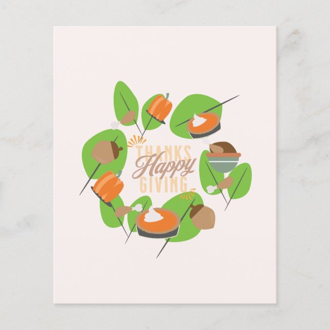 Thanksgiving Dinner Turkey Pumpkin Fall Greenery Flygblad (Framsidan)