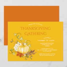 Thanksgiving Dinner Watercolor Pumpkin Löv Inbjudningar
