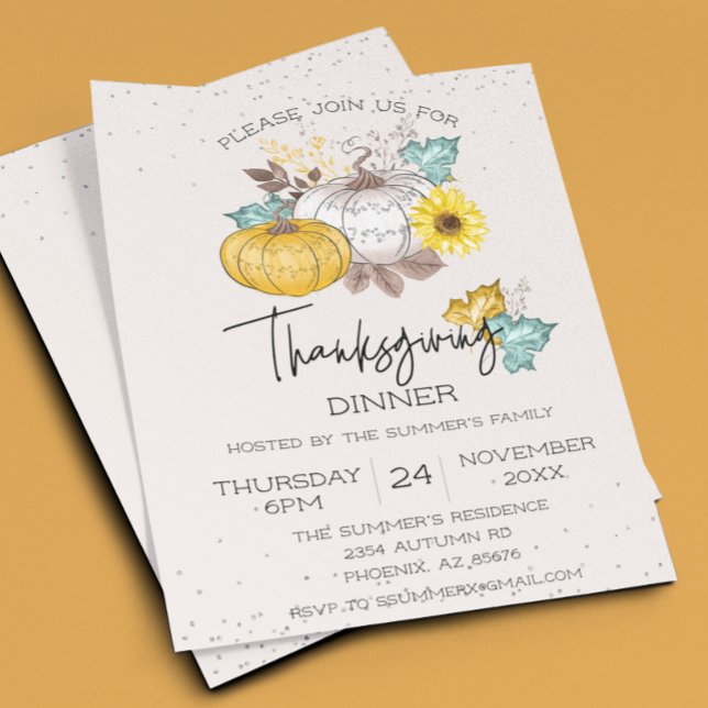 Thanksgiving Dinner White Glitter Pumpkin Budget Flygblad (Skapare uppladdad)