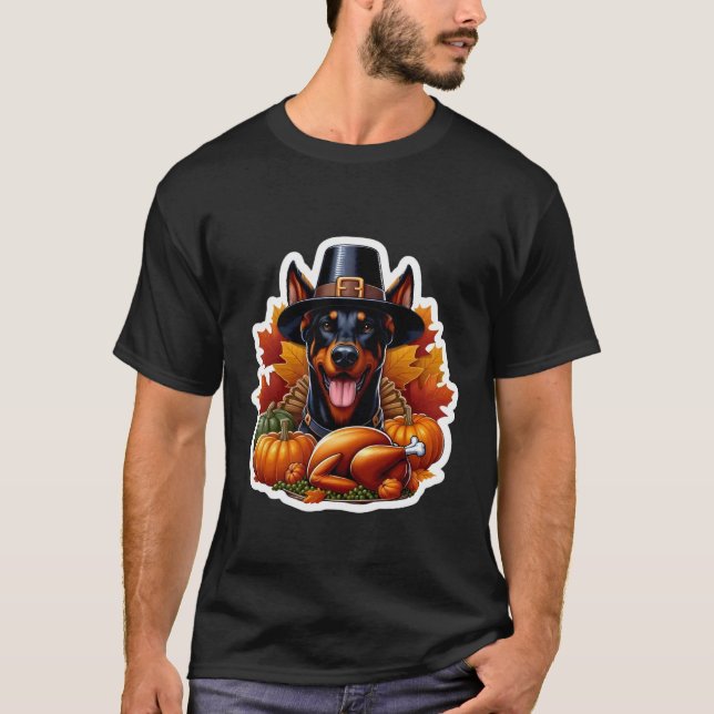 Thanksgiving Doberman Pinscher Dog Owner Lover Fun T Shirt (Framsida)
