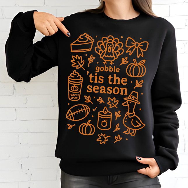 Thanksgiving Doodle Collage | Bränd Orange - fall T Shirt (Skapare uppladdad)