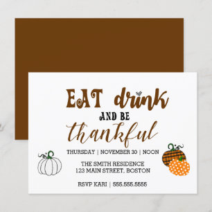 Thanksgiving - drick- och Party-kort Inbjudningar