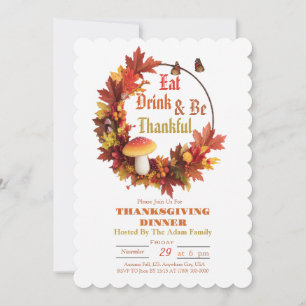 Thanksgiving Drick och var tacksam Inbjudningar