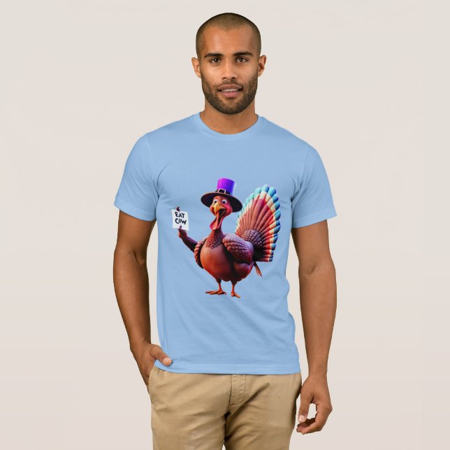 Thanksgiving "Eat Cow" Turkiet T Shirt (Hel framsida)