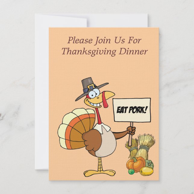 Thanksgiving Eat Gris Turkiet Inbjudningar (Framsida)