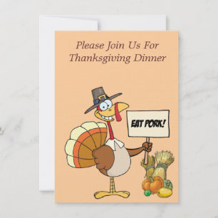 Thanksgiving Eat Gris Turkiet Inbjudningar