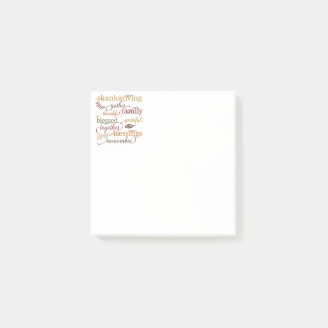 Thanksgiving efter anteckningar post-it block (Framsida)