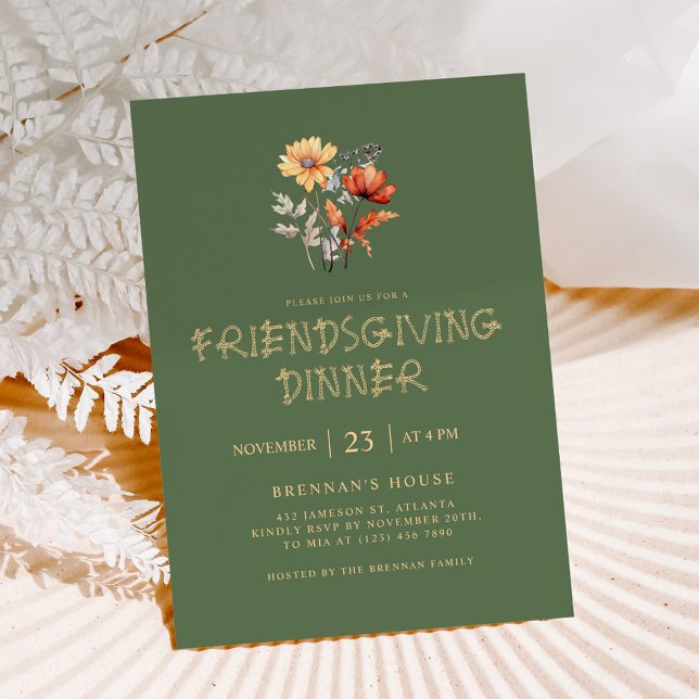 Thanksgiving Elegant Friendsgiving - översikt Inbjudningar (Thanksgiving Elegant Friendsgiving Feast Invitation)