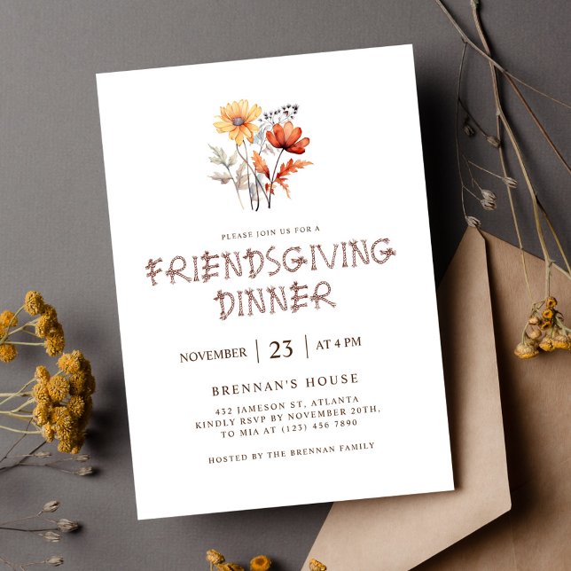 Thanksgiving Elegant Modern Friendsgiving middag Inbjudningar (Thanksgiving Elegant Modern Friendsgiving Dinner Invitation)