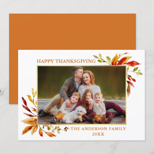Thanksgiving Elegant VattenfärgsHöst löv Julkort