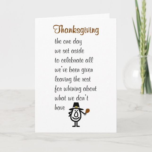 Thanksgiving - en lustig Happy thanksgiving dikt Helgkort (Framsida)