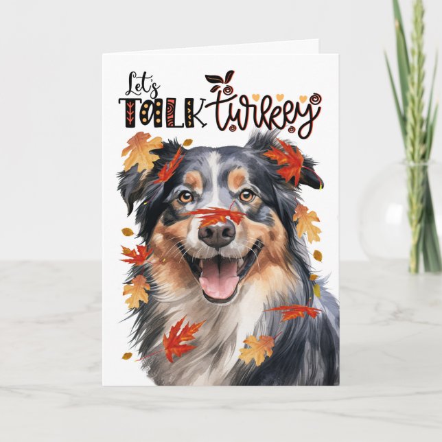 Thanksgiving English Shepherd Hund Lets Talk Turke Helgkort (Framsida)