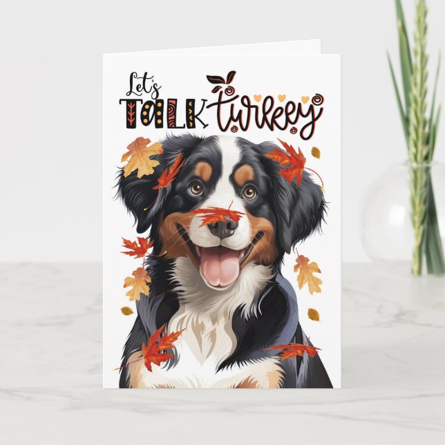 Thanksgiving Entlebucher Mountain Hund Talk Turkie Helgkort (Framsida)