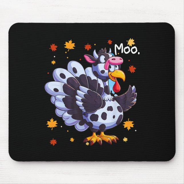 Thanksgiving Fake Turkey Moo Cow Head Funny Fall Musmatta (Framsidan)