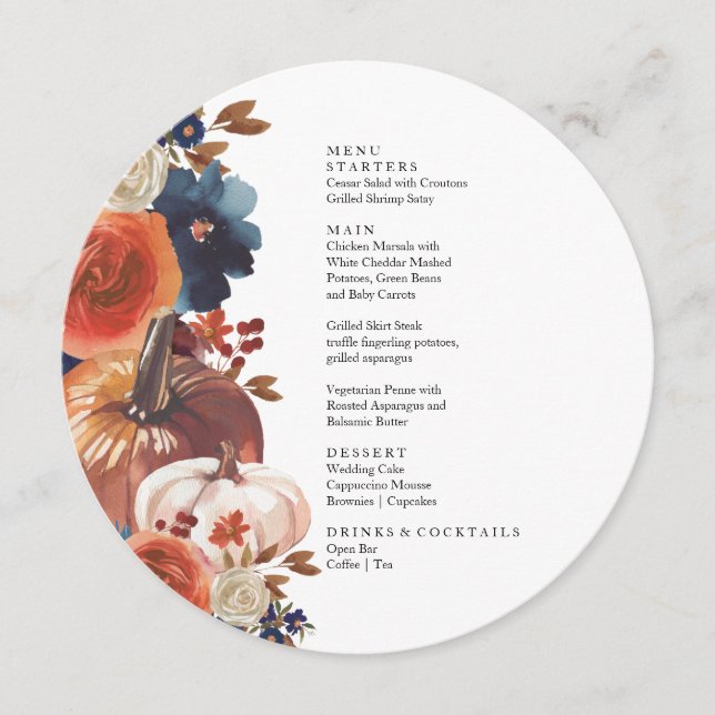 Thanksgiving Fall autumn Pumpkins Menu  Meny (Framsida)