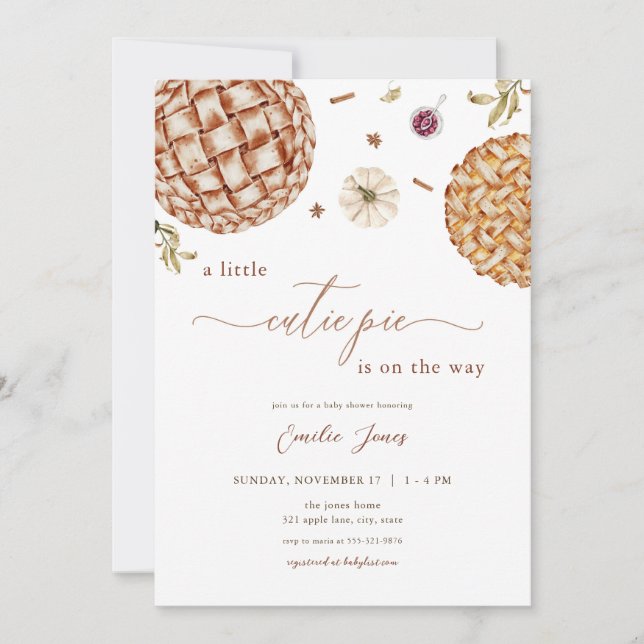 Thanksgiving Fall Cutie Paj Baby Shower-inbjudan Inbjudningar (Framsida)