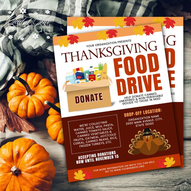 Thanksgiving Fall Food Drive Charity Fundraiser Reklamblad (Skapare uppladdad)