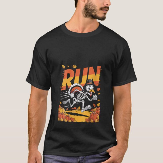 Thanksgiving Fall för Womens Funny Skeleton Turkie T Shirt (Framsida)